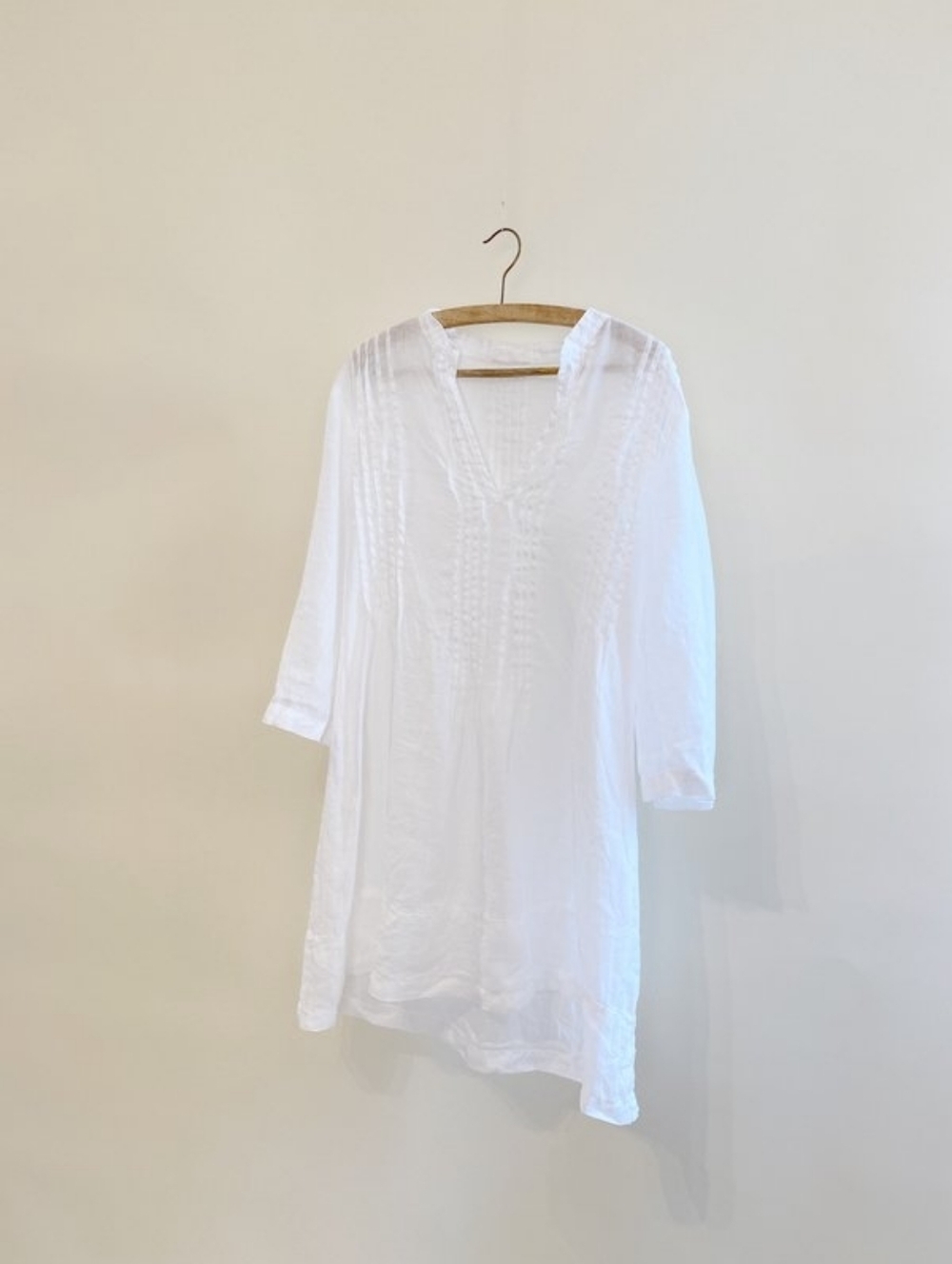 CP Shades Regina Embroidered Linen 3/4 Sleeve Tunic Size XS White